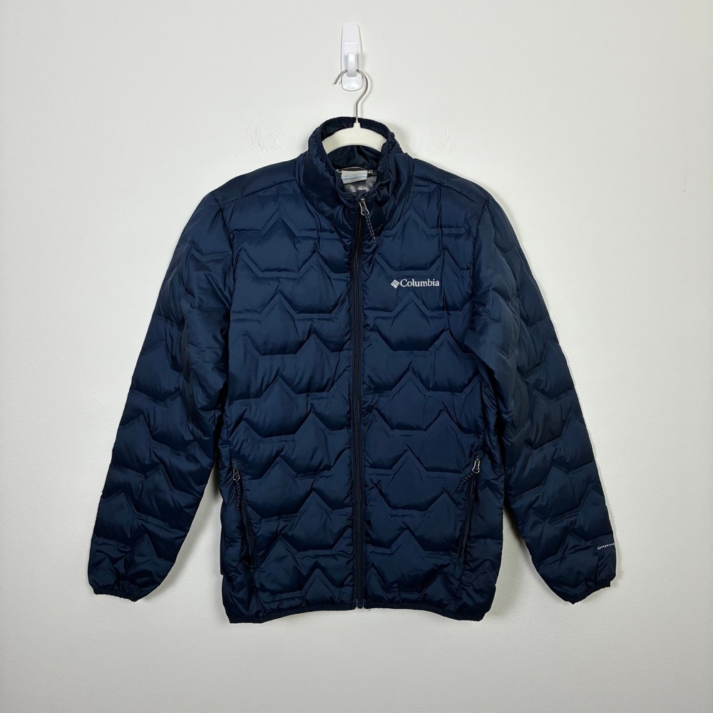 Columbia Delta Ridge Down Jacket Men's XS Navy Blue Omni Heat Puffer Coat